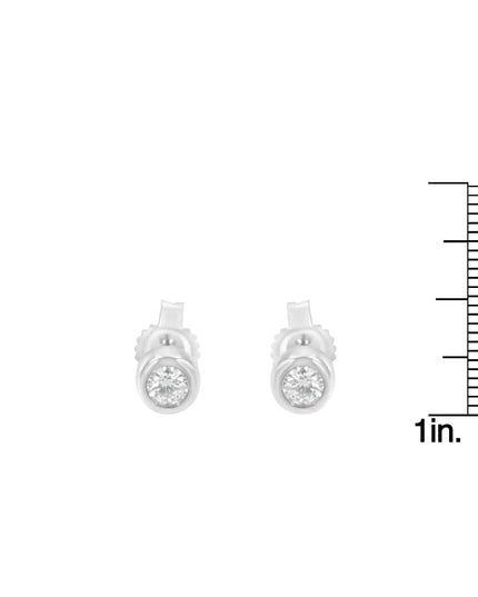 10K Gold 0.15 Cttw Round Brilliant-Cut Near Colorless Diamond Bezel-Set Stud Earrings (H-I Color, I1-I2 Clarity)