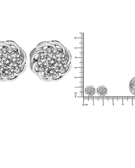 .925 Sterling Silver 1/2 Cttw Round Diamond Cluster Openwork Floral Halo Stud Earrings (I1-I2 Clarity, I-J Color)