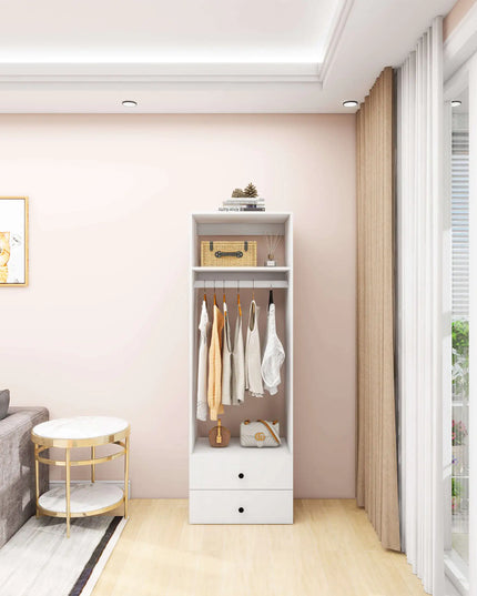 Modular Wooden Closet Organizer System – 1 Shelf, 2 Drawers, Walk-In Closet Storage for Clothes, 24"W × 16"D × 71"H