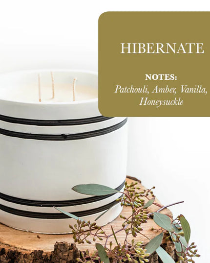 Luxury Large Striped Stone Designer Candle - Hibernate