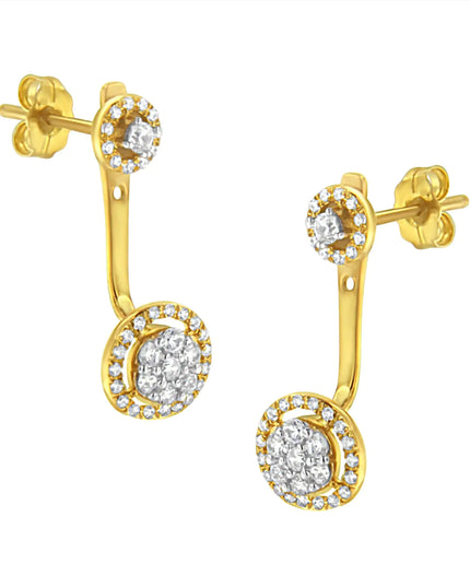 14K Yellow Gold Plated .925 Sterling Silver 5/8 Cttw Diamond Removable Stud and Dangle Earrings (I-J Color, I2-I3)