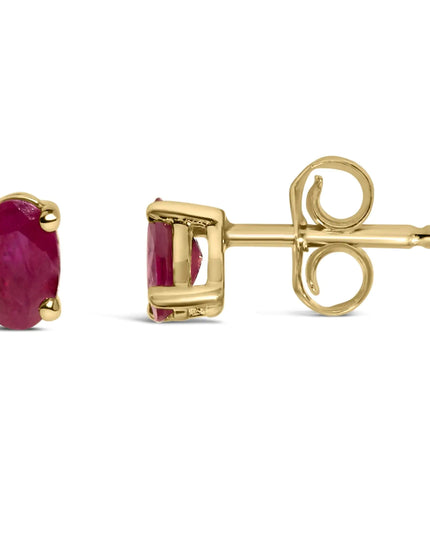 14K Gold Oval Cut Gemstone Birthstone 5x3 mm Stud Earrings