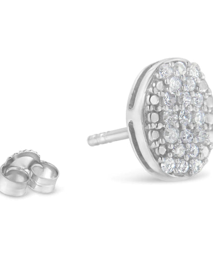 Sterling Silver Round Diamond Oval Cluster Earrings (1/2 cttw, I-J Color, I2-I3 Clarity)