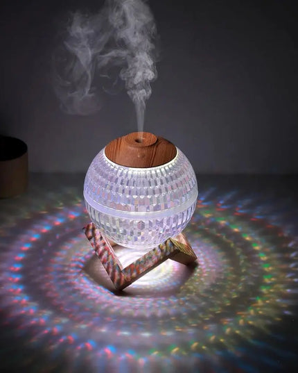 Crystal LED Aromatherapy Essential Oil Diffuser with Wooden Stand