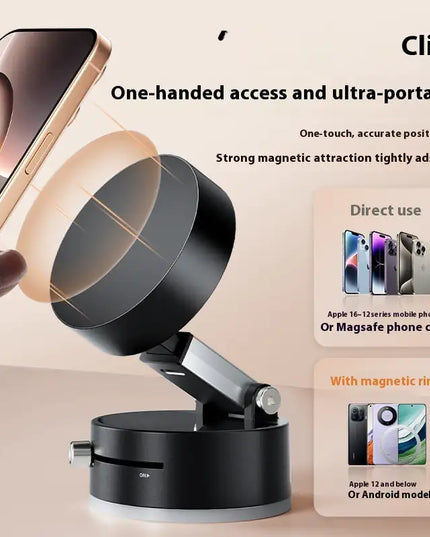Foldable Magnetic Vacuum Car Phone Holder Foldable Suction Cup With Suction Cup Hands-Free Navigation For Smart Phone