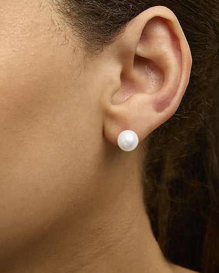 14K Gold Cultured Freshwater Pearl Solitaire Stud Earrings