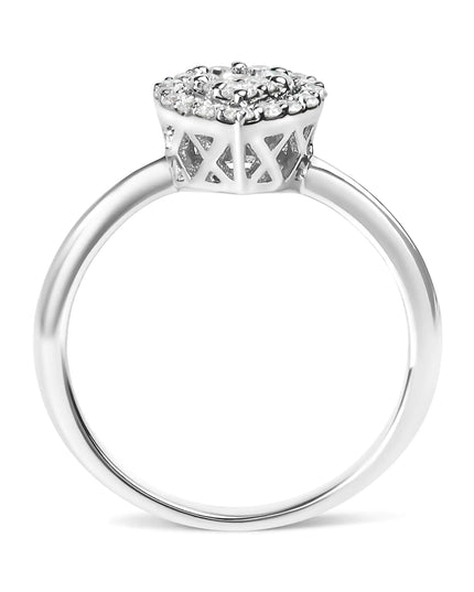 10K White Gold 3/8 Cttw Round-Cut Lab Grown Diamond Cluster Pear Promise Ring (G-H Color, VS2-SI1 Clarity)