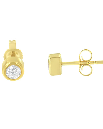 10K Gold 0.30 Cttw Round Brilliant-Cut Near Colorless Diamond Bezel-Set Stud Earrings (H-I Color, I1-I2 Clarity)