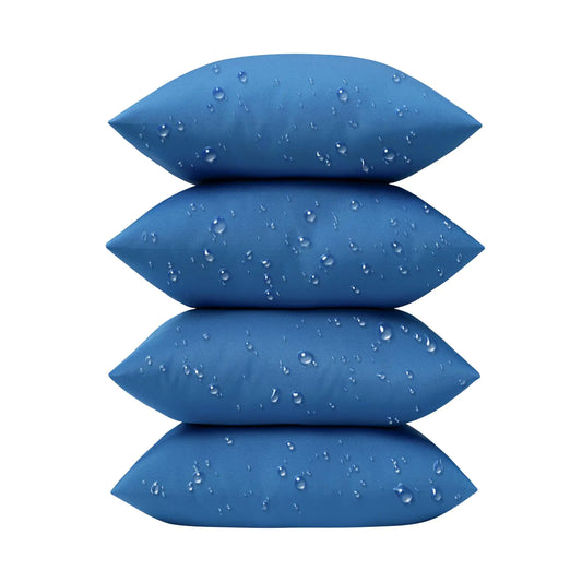 Pack of 4 Outdoor Waterproof Pillow Inserts – 18" x 18" – Dual-Use Decorative Throw Pillows, No Covers Needed – Colorful Cushions for Patio, Couch, Tent – Blue