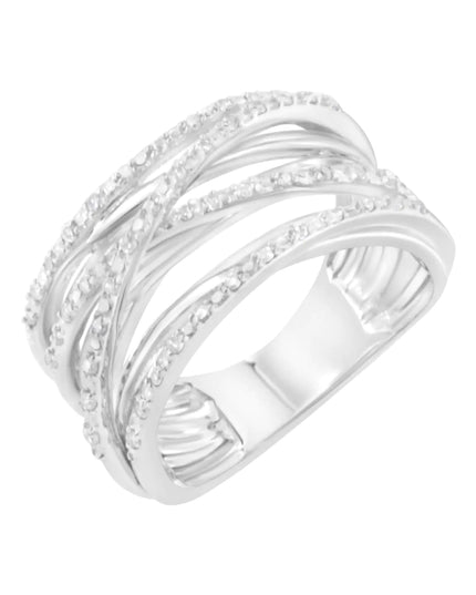 .925 Sterling Silver 1/4 Cttw Prong Set Round-Cut Diamond Bypass Ring (I-J Color, I1-I2 Clarity)