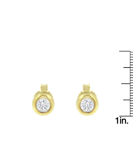10K Gold 1/4 Cttw Round Brilliant-Cut Near Colorless Diamond Bezel-Set Stud Earrings (H-I Color, I1-I2 Clarity)