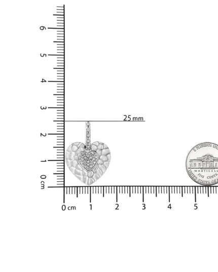 .925 Sterling Silver Pave-Set Diamond Accent Heart Shape 18" Pendant Necklace (I-J Color, I1-I2 Clarity)