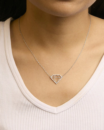 .925 Sterling Silver 1/7 Cttw Lab Grown Diamond Diamond Shaped Pendant Necklace - Size 18 Inches