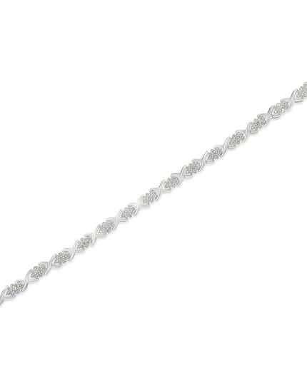 .925 Sterling Silver 1-1/2 Cttw Diamond Cluster X Link 7" Tennis Bracelet (I-J color, I3 clarity)