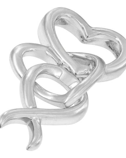 .925 Sterling Silver Double-Heart & Awareness Ribbon Linked Pendant Necklace
