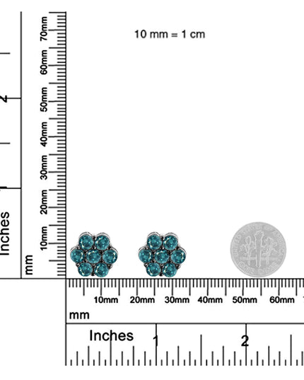 Sterling Silver Treated Blue Diamond Floral Stud Earrings (1 cttw, Blue Color, I2-I3 Clarity)