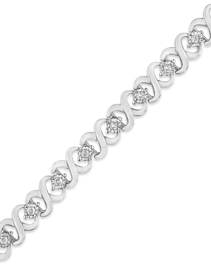 .925 Sterling Silver 1/3 Cttw Miracle Plate Round-Cut Diamond Infinity Link Bracelet  (I-J Color, I3 Clarity)  - Size 7.25"