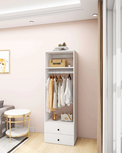 Modular Wooden Closet Organizer System – 1 Shelf, 2 Drawers, Walk-In Closet Storage for Clothes, 24"W × 16"D × 71"H