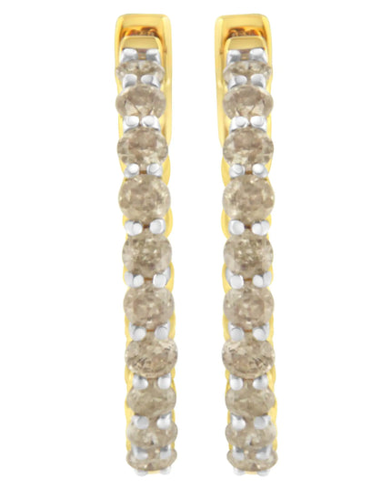 10K Yellow Gold Plated Sterling Silver Diamond Hoop Earrings (2 cttw, K-L Color, I2-I3 Clarity)