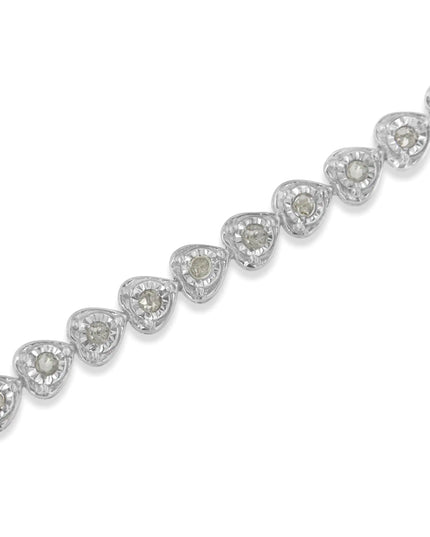 .925 Sterling Silver 1.0 Cttw Miracle Set Diamond Heart-Link 7" Tennis Bracelet (I-J Color, I2-I3 Clarity)