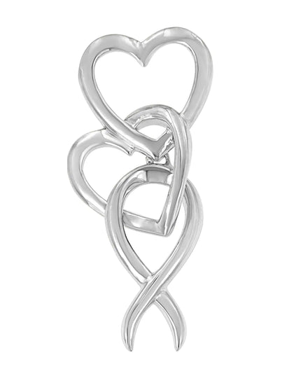 .925 Sterling Silver Double-Heart & Awareness Ribbon Linked Pendant Necklace