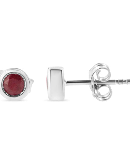 .925 Sterling Silver Bezel Set 3.5mm Created Gemstone Solitaire Stud Earrings