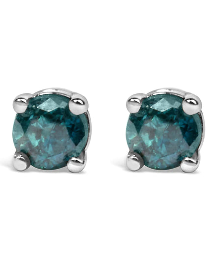 .925 Sterling Silver 0.15 Cttw Round Brilliant-Cut Diamond Classic 4-Prong Stud Earrings