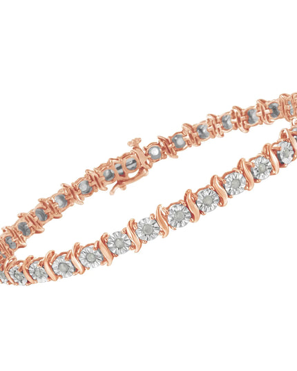 .925 Sterling Silver 1.0 Cttw Diamond S-Curve Link Miracle-Set Tennis Bracelet (I-J Color, I3 Clarity)