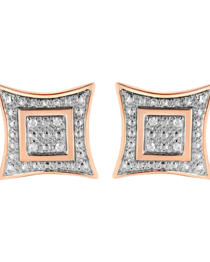.925 Sterling Silver Diamond Accented 4-Stone Four Pointed Star Shaped Halo-Style Stud Earrings (H-I Color, I2-I3 Clarity)