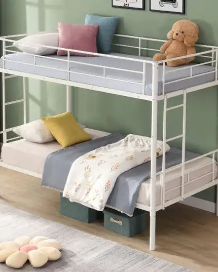 Silver Metal Bunk Bed With Trundle