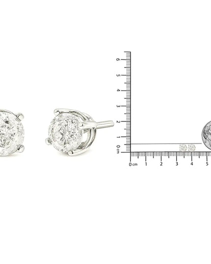 14K White Gold 3/4 Cttw Lab Grown Diamond 4-Prong Classic Stud Earrings (F-G Color, VS2-SI1 Clarity)