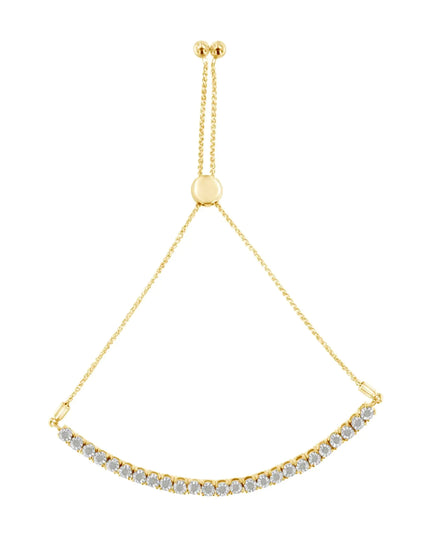 .925 Sterling Silver 1/4 Cttw Miracle-Set Diamond 4”-10” Adjustable Bolo Tennis Bracelet (I-J Color, I3 Clarity)