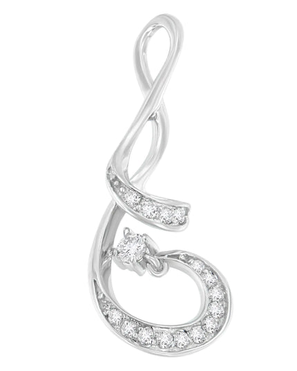 Espira 10K White Gold 1/5 Cttw Brilliant-Cut Diamond Sparkling Spiral 18" Pendant Necklace (J-K color, I2-I3 Clarity)
