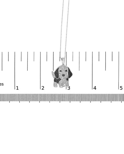 .925 Sterling Silver 1/4 cttw White and Black Diamond Dog Pendant Necklace 18 inch (I-J Color, I2-I3 Clarity)