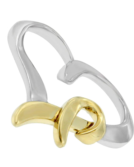 .925 Sterling Silver and 14K Yellow Gold Two-Tone Heart Shaped Pendant Necklace