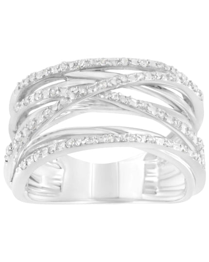 .925 Sterling Silver 1/4 Cttw Prong Set Round-Cut Diamond Bypass Ring (I-J Color, I1-I2 Clarity)