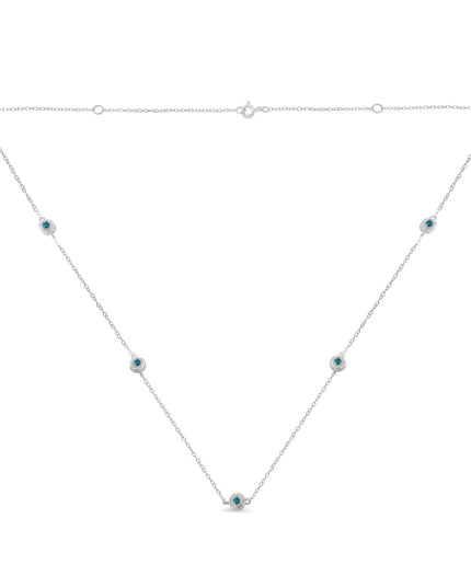 Sterling Silver Treated Blue Color Diamond Station Necklace (1/2 cttw, Blue Color, I2-I3 Clarity)