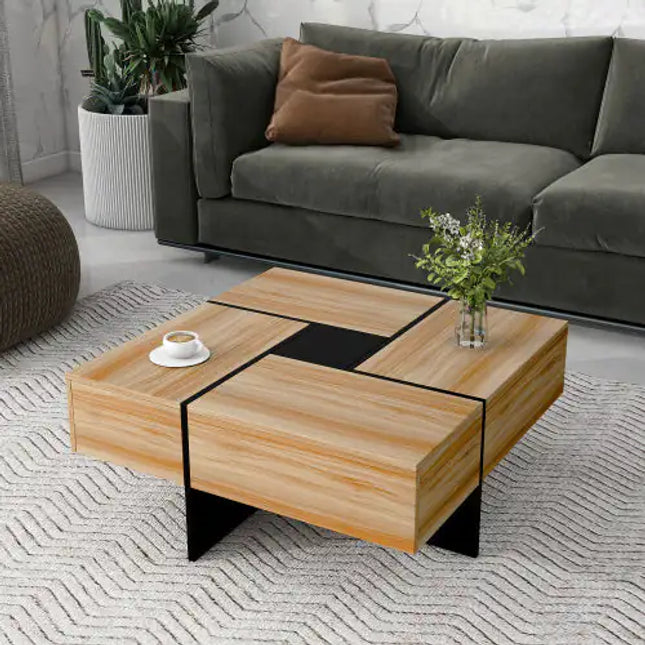 Modern Coffee Table, 4 Hidden Storage Compartments