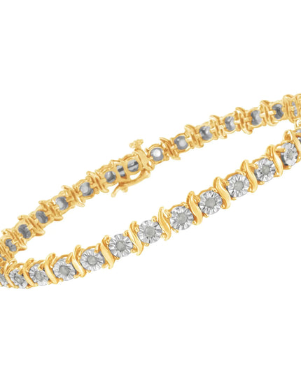 .925 Sterling Silver 1.0 Cttw Diamond S-Curve Link Miracle-Set Tennis Bracelet (I-J Color, I3 Clarity)