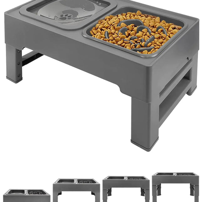 Petaby Elevated Dog Bowls with Slow Feeder & No-Spill Water Bowl – Adjustable Heights for Small and medium dogs