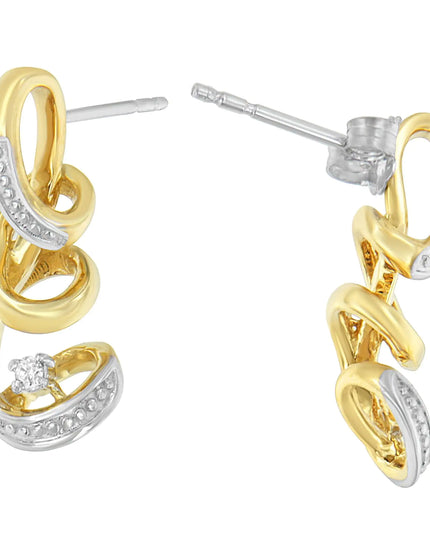Espira 10K Two Tone Gold Round cut Diamond Earring (0.05 cttw, J-K Color, I2-I3 Clarity)