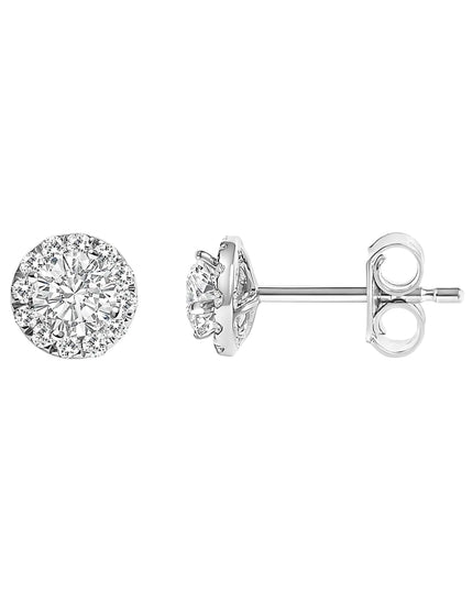 14K White Gold 1/2 Cttw Lab-Grown Diamond Halo Stud Earring (F-G Color, VS1-VS2 Clarity)