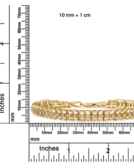 .925 Sterling Silver Diamond Double-Link 7" Tennis Bracelet (I-J Color, I3 Clarity)