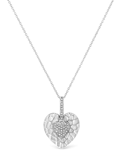 .925 Sterling Silver Pave-Set Diamond Accent Heart Shape 18" Pendant Necklace (I-J Color, I1-I2 Clarity)