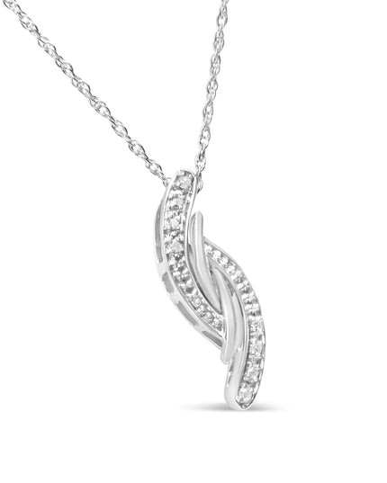 .925 Sterling Silver Diamond Accent Bypass Curve 18" Pendant Necklace (I-J Color, I3 Clarity)