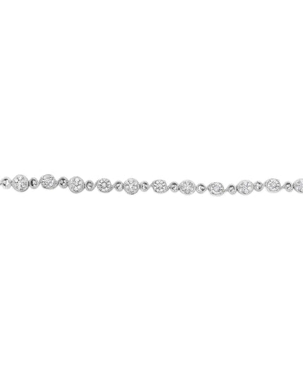 .925 Sterling Silver 1.0 Cttw Diamond Swirl Beaded Link Bracelet (I-J Color, I3-Promo Clarity) - 7.25" Inches
