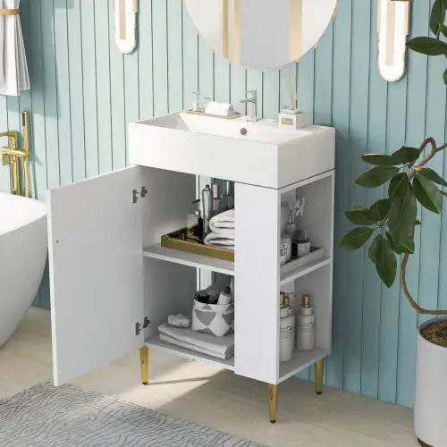 21.6-Inch White Bathroom Vanity