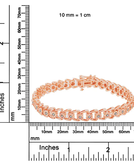 .925 Sterling Silver 1/2 Cttw Diamond Miracle-Set Double Swoosh Wave Style 7" Tennis Bracelet (I-J Color, I3 Clarity)