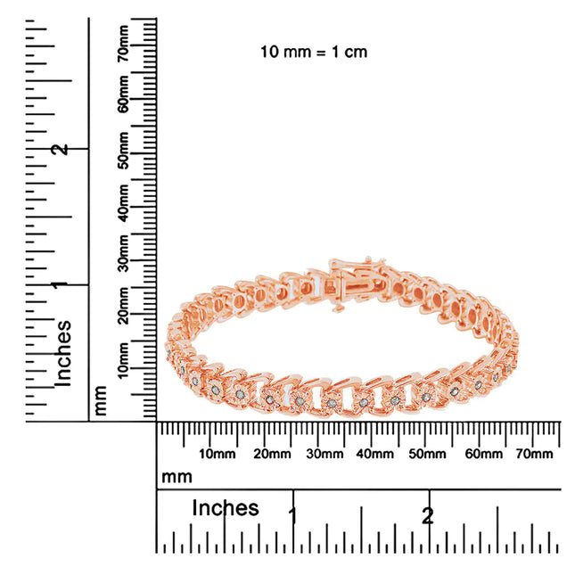 .925 Sterling Silver 1/2 Cttw Diamond Miracle-Set Double Swoosh Wave Style 7" Tennis Bracelet (I-J Color, I3 Clarity)