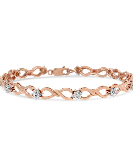 10K Rose Gold Plated .925 Sterling Silver 1/2 Cttw Diamond Infinity Link Tennis Bracelet (H-I Color, I2-I3 Clarity) -7”